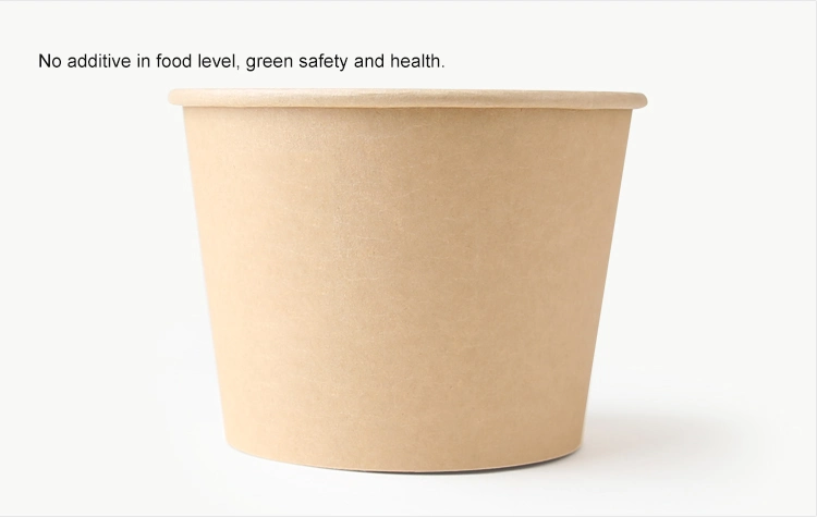 Free Sample Disposable Takeaway Packing Box Food Cartons Kraft Paper Round Bowl with Paper Lid