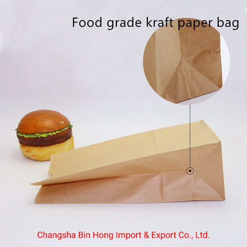 Sandwich Food Packaging Snack Food Sos Brown Kraft Paper Bags for Green Tea